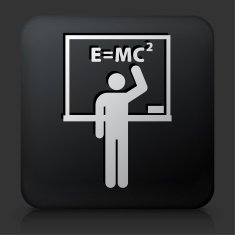 Black Square Button with Teaching Astronomy Icon