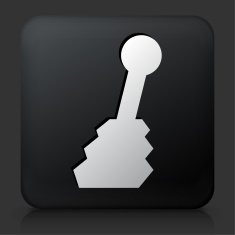 Black Square Button with Shift Stick Icon N2