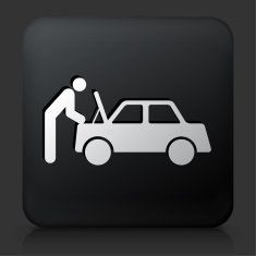 Black Square Button with Car Mechanic Icon N2