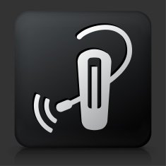 Black Square Button with Phone Piece Icon