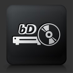 Black Square Button with Blue Ray & DVD Player Icon