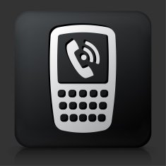 Black Square Button with Telephone Icon N5
