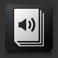 Black Square Button with Audio Book Icon