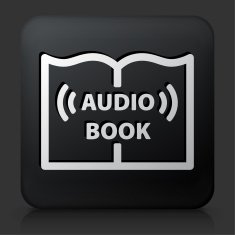 Black Square Button with Audio Book Icon N3