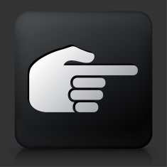 Black Square Button with Pointing Hand