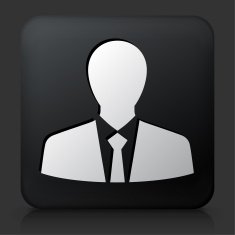 Black Square Button with Businessman Icon