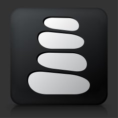 Black Square Button with Stone Path Icon