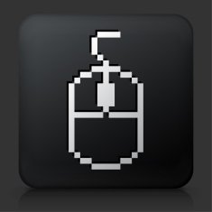 Black Square Button with Computer Mouse Icon N2