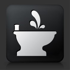 Black Square Button with Bidet Icon