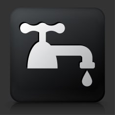 Black Square Button with Faucet Icon