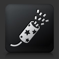 Black Square Button with Confetti N2