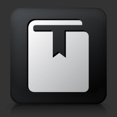 Black Square Button with Bookmark Icon N3