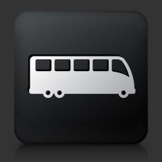 Black Square Button with Bus Icon N4