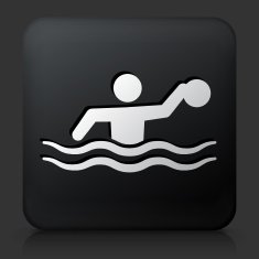Black Square Button with Water Polo Icon