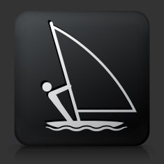 Black Square Button with Sailboat Icon N4