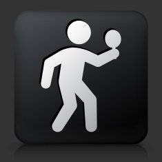 Black Square Button with Ping-Pong Icon