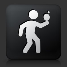 Black Square Button with Ping-Pong Icon N2