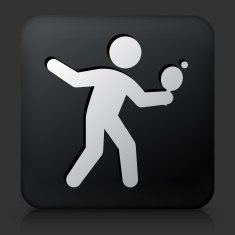 Black Square Button with Ping-Pong Icon N3