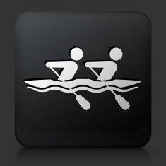 Black Square Button with Rowing Icon
