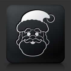 Black Square Button with Santa Clause