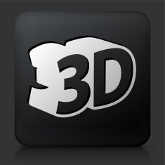 Black Square Button with 3D Icon