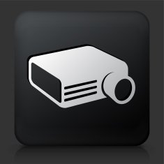 Black Square Button with Projector Icon