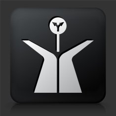 Black Square Button with Fork in the Road