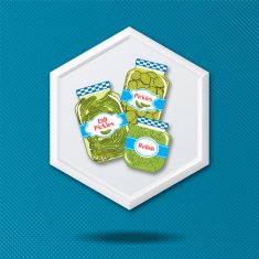 White 3D Hexagon Icon On a Blue Crosshatch Background N15