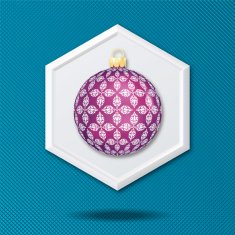 White 3D Hexagon Icon On a Blue Crosshatch Background N16