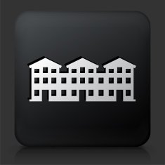 Black Square Button with Aparment Buildings N8