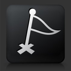 Black Square Button with Destination Flag N2