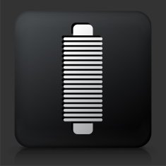 Black Square Button with Yarn Icon
