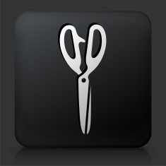 Black Square Button with Scissors Icon N3