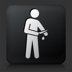 Black Square Button with Cutting Wrist Icon