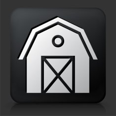 Black Square Button with Farming Barn N2