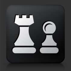 Black Square Button with Chess Pieces Icon