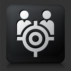 Black Square Button with Target People Icon