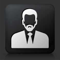 Black Square Button with Male Face Icon N56