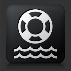 Black Square Button with Life Saver Icon