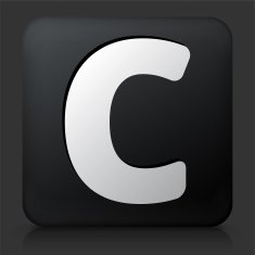 Black Square Button with Letter C N2
