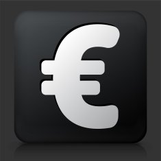 Black Square Button with Euro Sign