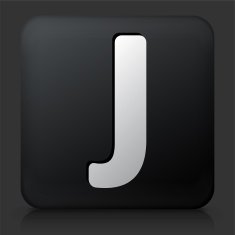 Black Square Button with Letter J N2