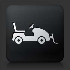 Black Square Button with Snow Mover Tractor N2