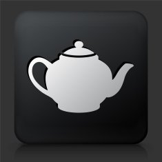 Black Square Button with Tea Pot Icon