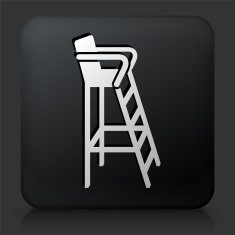 Black Square Button with Lifeguard Seat Icon