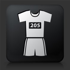 Black Square Button with Running Outfit Icon