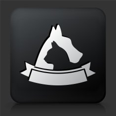 Black Square Button with Dog & Cat Badge
