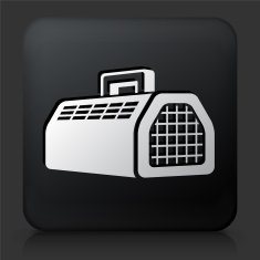 Black Square Button with Pet Cage