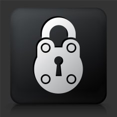 Black Square Button with Lock