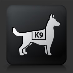 Black Square Button with K9 Police Dog